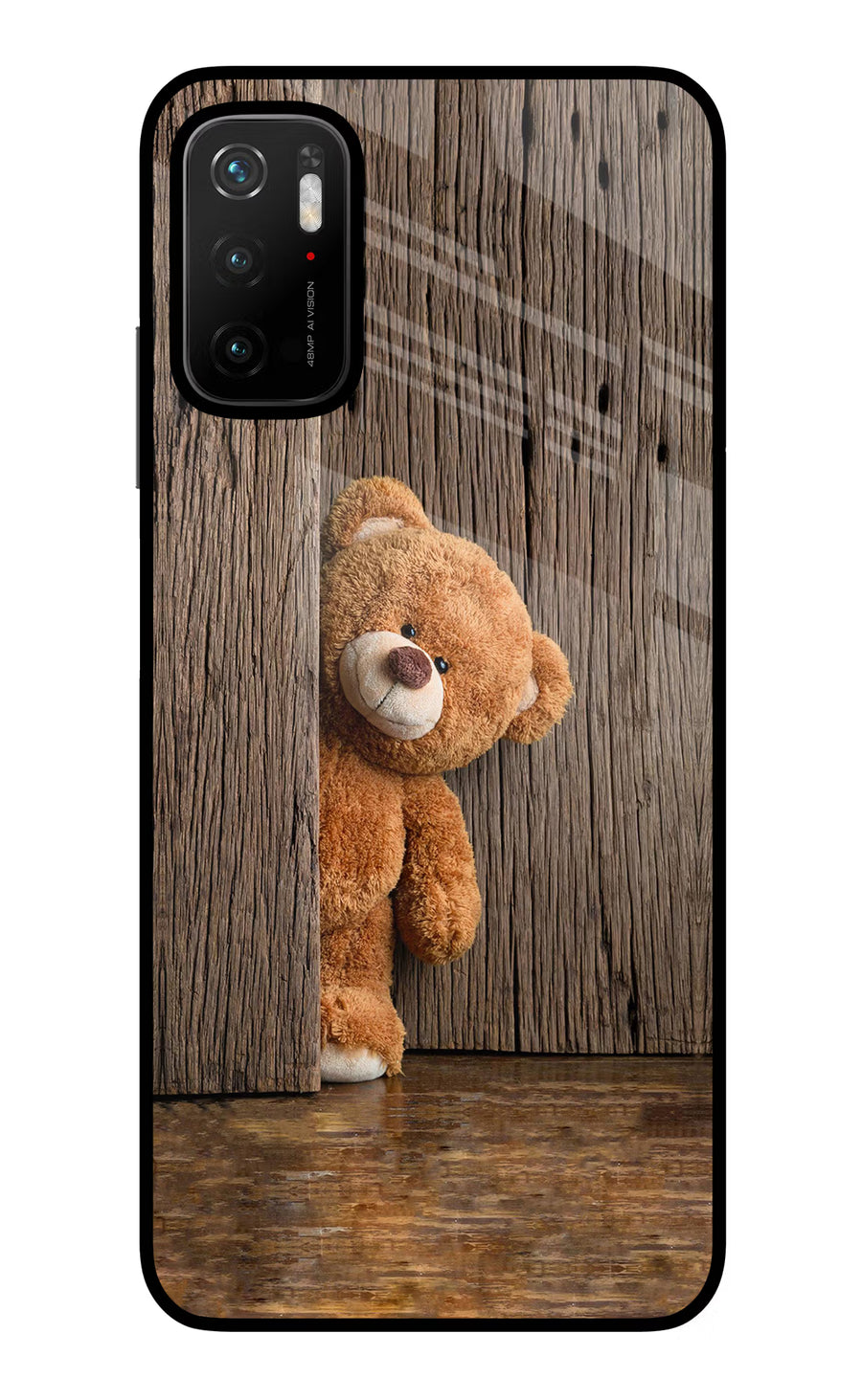 Teddy Wooden Poco M3 Pro 5G Back Cover, Glass case