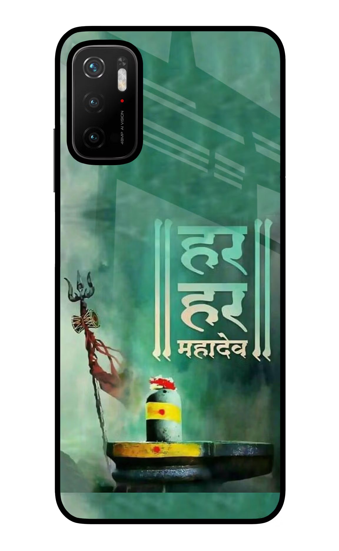 Har Har Mahadev Shivling Poco M3 Pro 5G Glass Case Back Cover by Casekaro