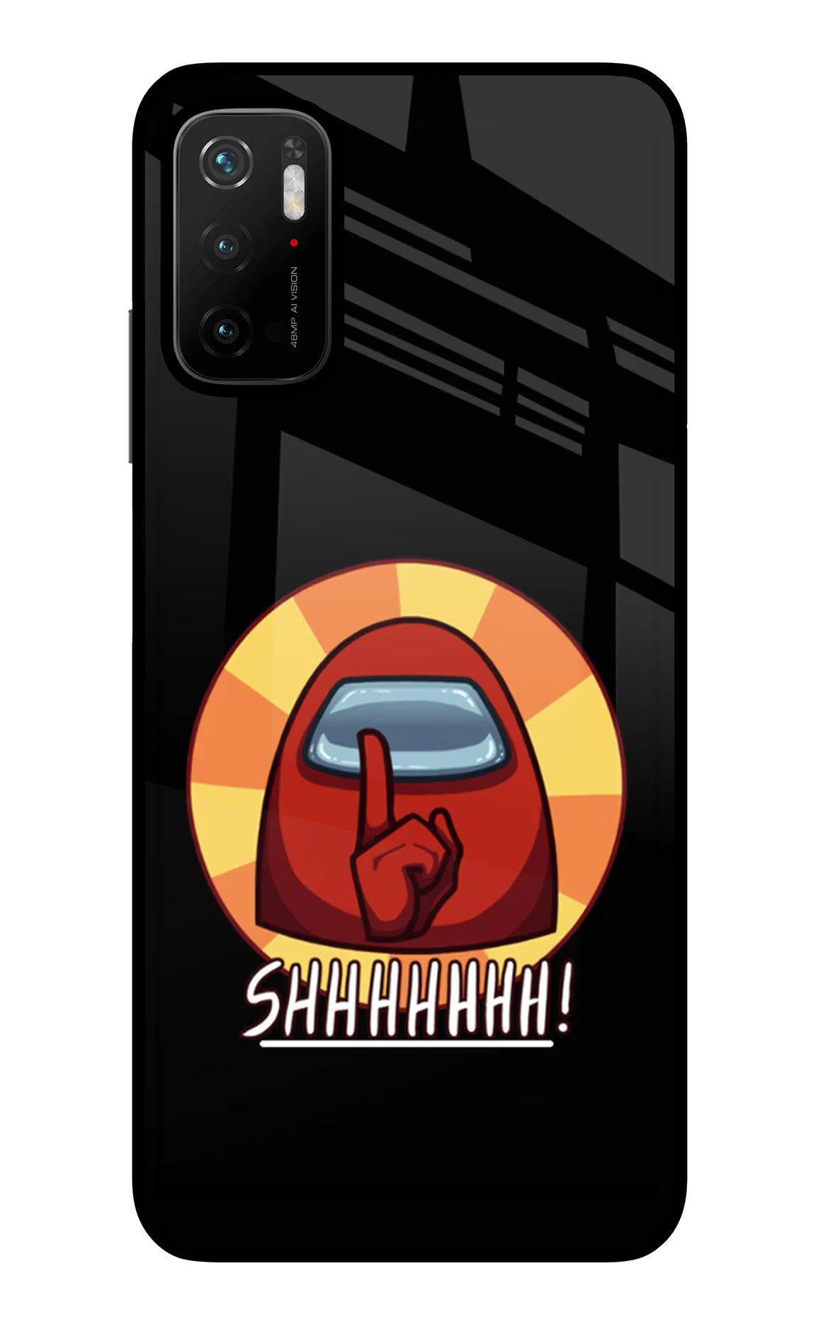 Among Us Shhh! Poco M3 Pro 5G Glass Case Back Cover by Casekaro