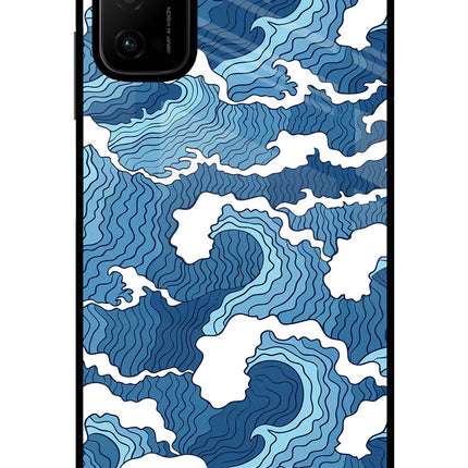 Blue Waves Poco M3 Pro 5G Glass Case Back Cover by Casekaro