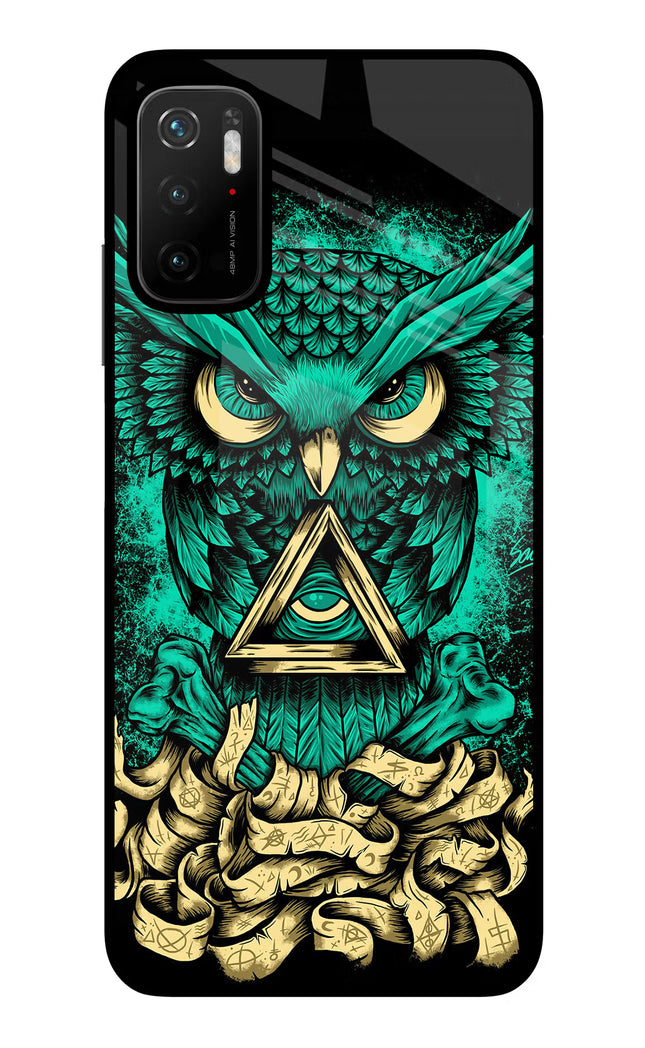 Green Owl Poco M3 Pro 5G Glass Case Back Cover by Casekaro