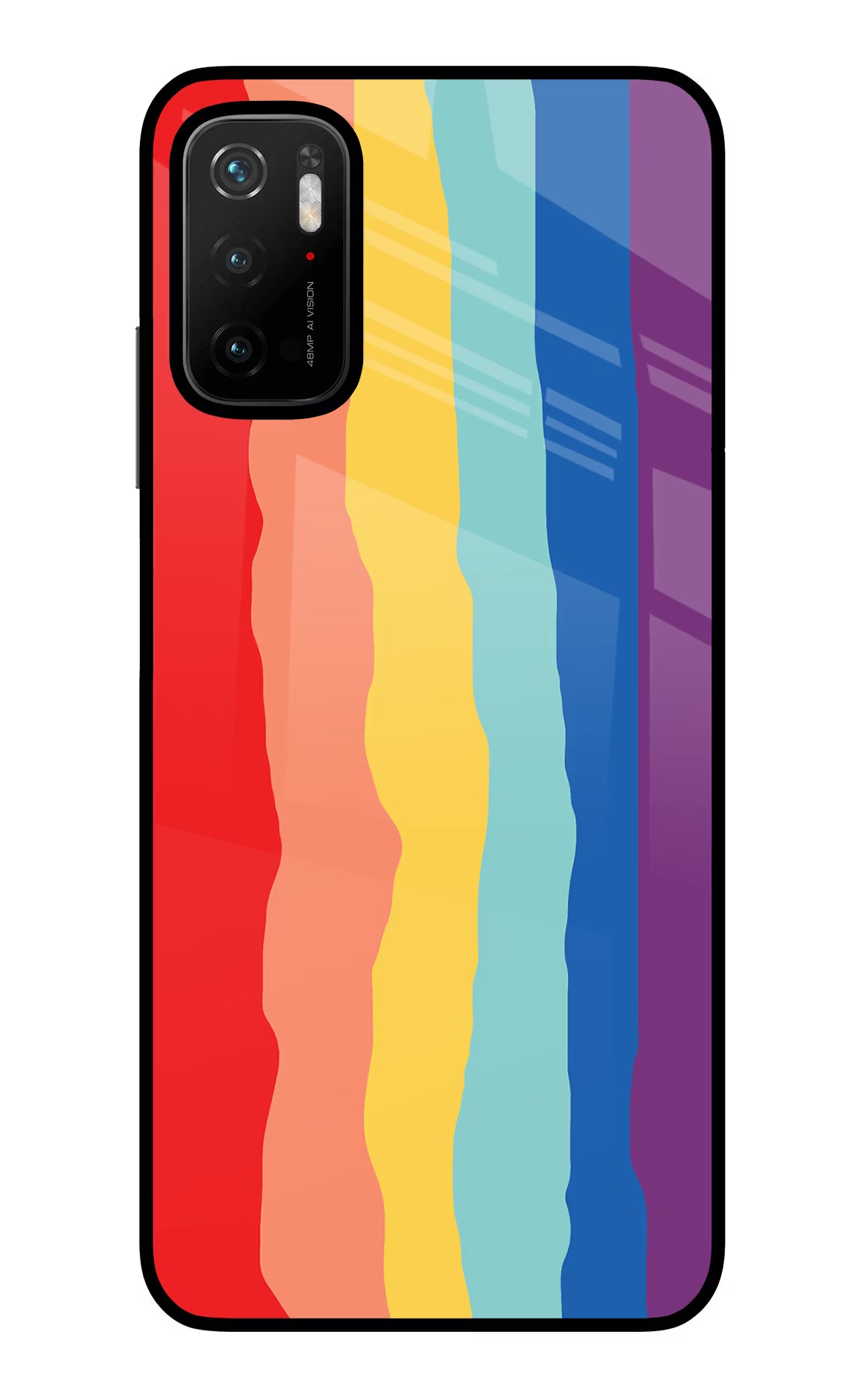 Rainbow Poco M3 Pro 5G Glass Case Back Cover by Casekaro