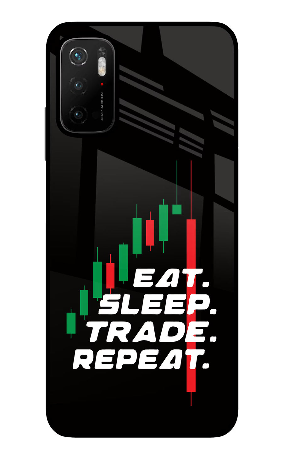 Eat Sleep Trade Repeat Poco M3 Pro 5G Back Cover, Glass case