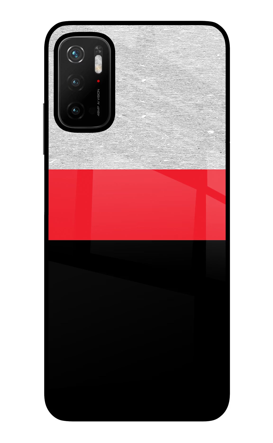 Tri Color Pattern Poco M3 Pro 5G Glass Case Back Cover by Casekaro