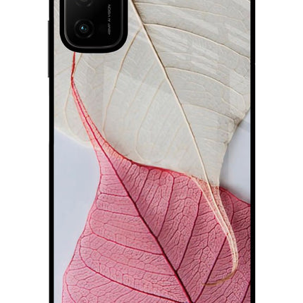 White Pink Leaf Poco M3 Pro 5G Glass Case