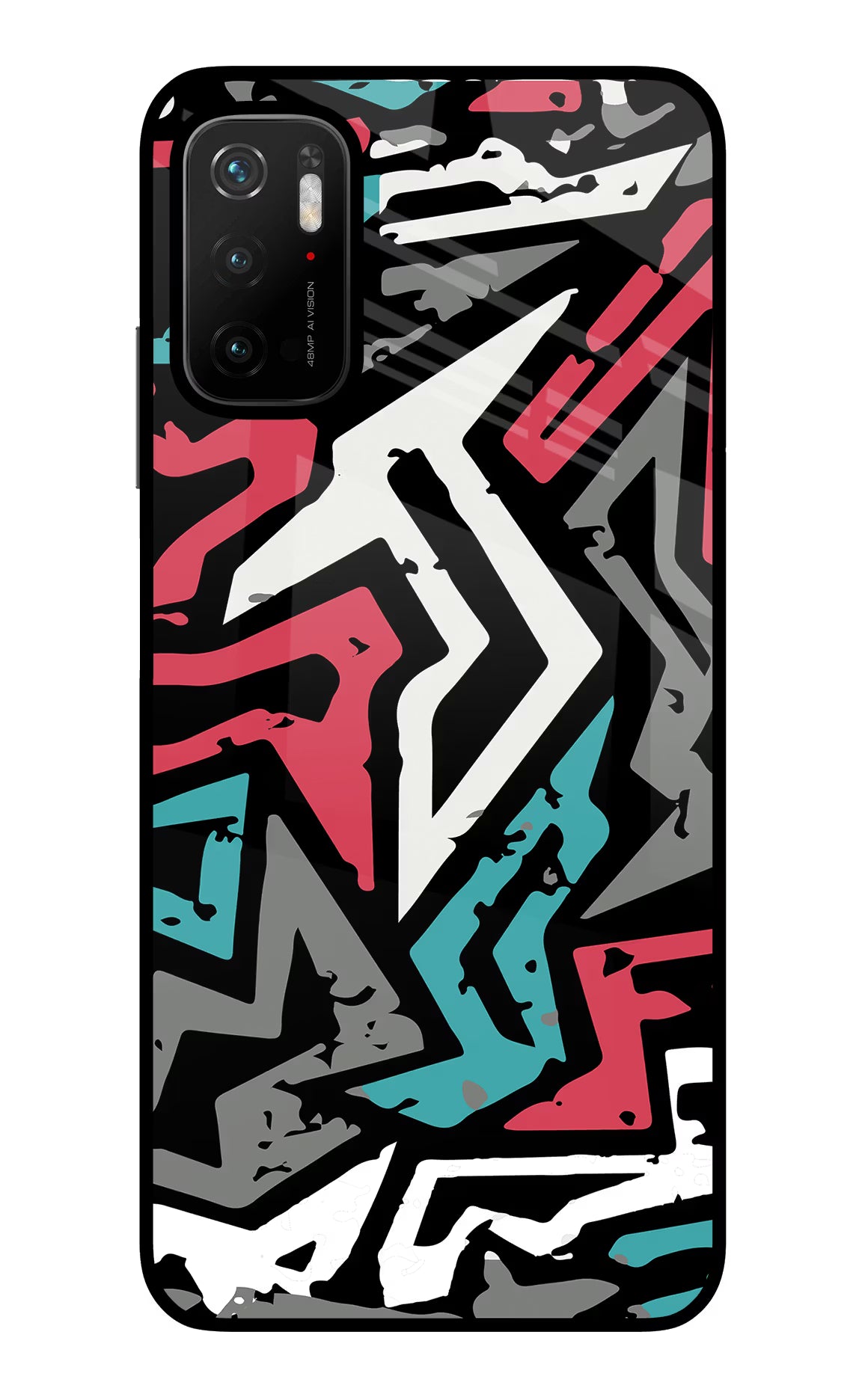 Geometric Graffiti Poco M3 Pro 5G Glass Case Back Cover by Casekaro