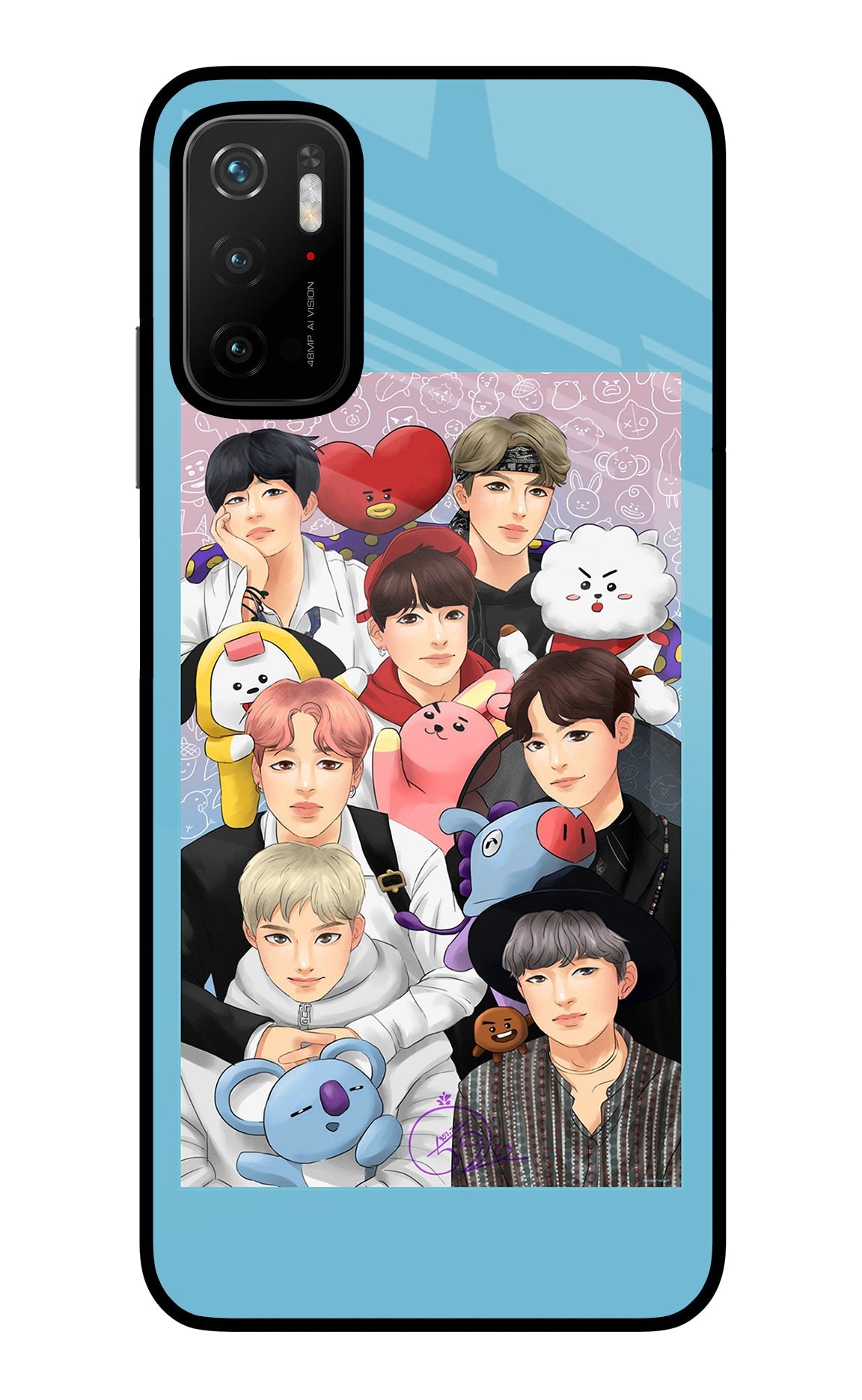 BTS with animals Poco M3 Pro 5G Glass Case