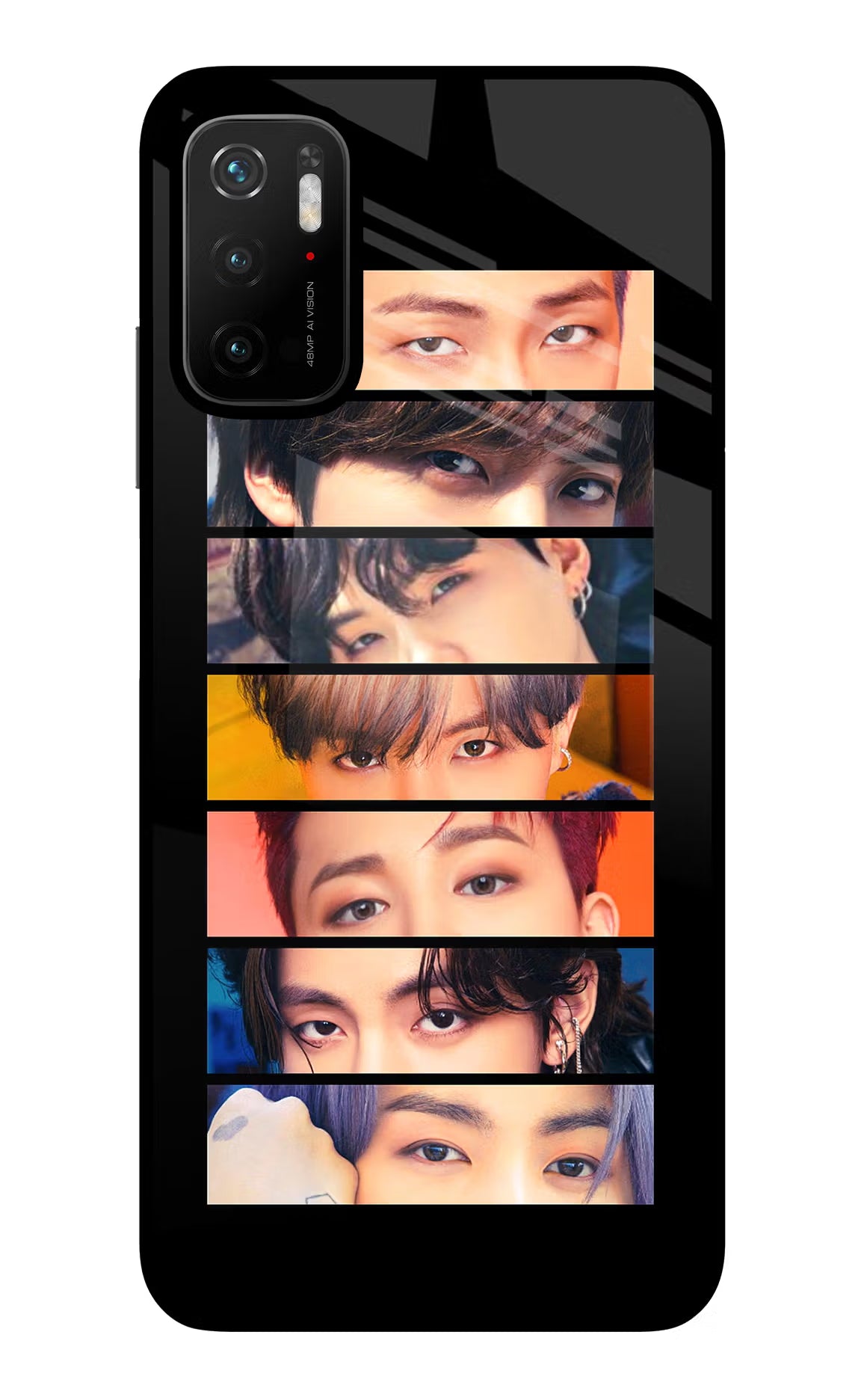 BTS Eyes Poco M3 Pro 5G Glass Case Back Cover by Casekaro