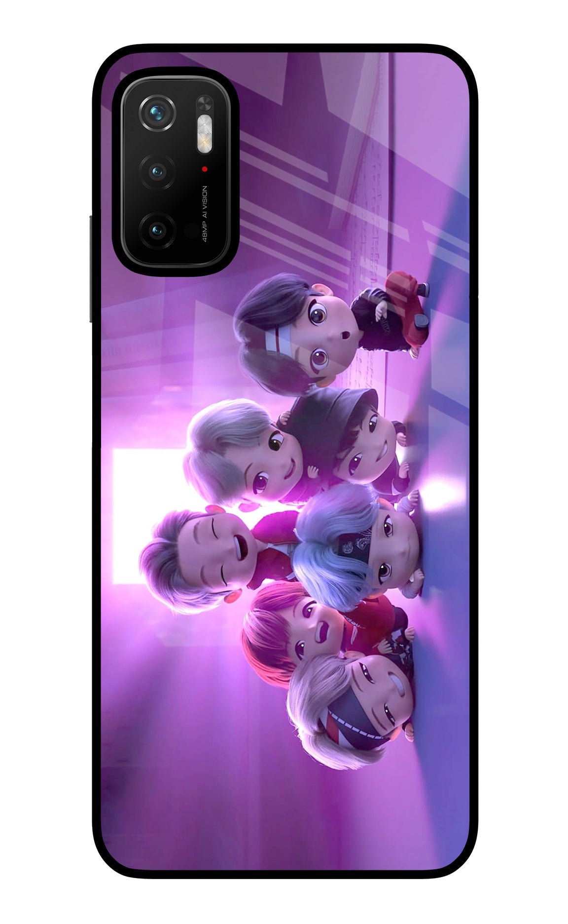 BTS Chibi Poco M3 Pro 5G Glass Case