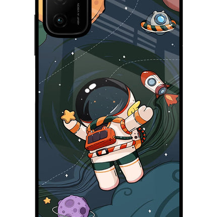 Cartoon Astronaut Poco M3 Pro 5G Glass Case Back Cover by Casekaro