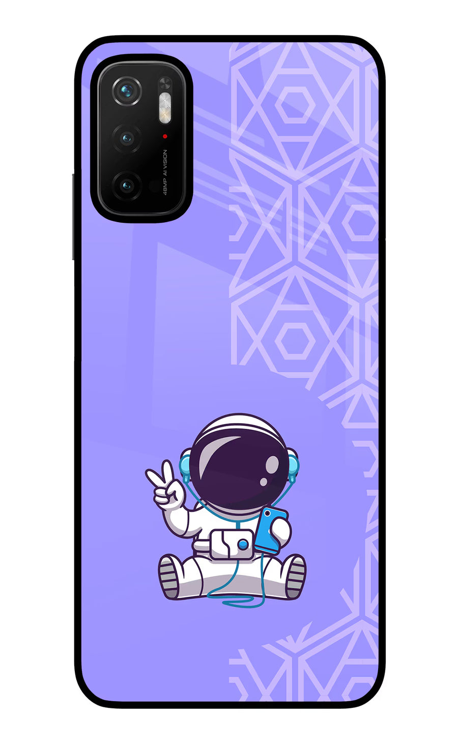 Cute Astronaut Chilling Poco M3 Pro 5G Back Cover, Glass case