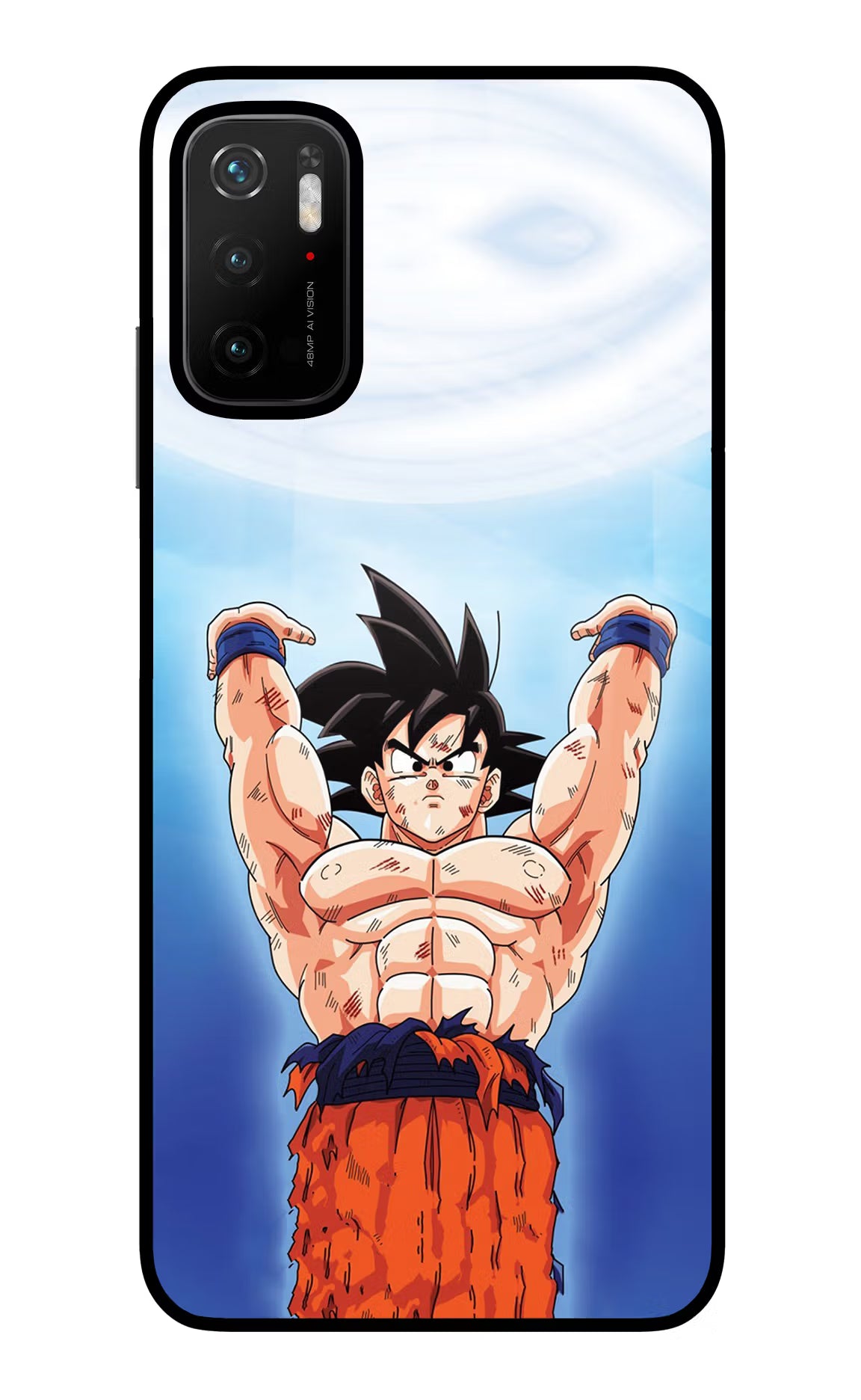 Goku Power Poco M3 Pro 5G Glass Case Back Cover by Casekaro