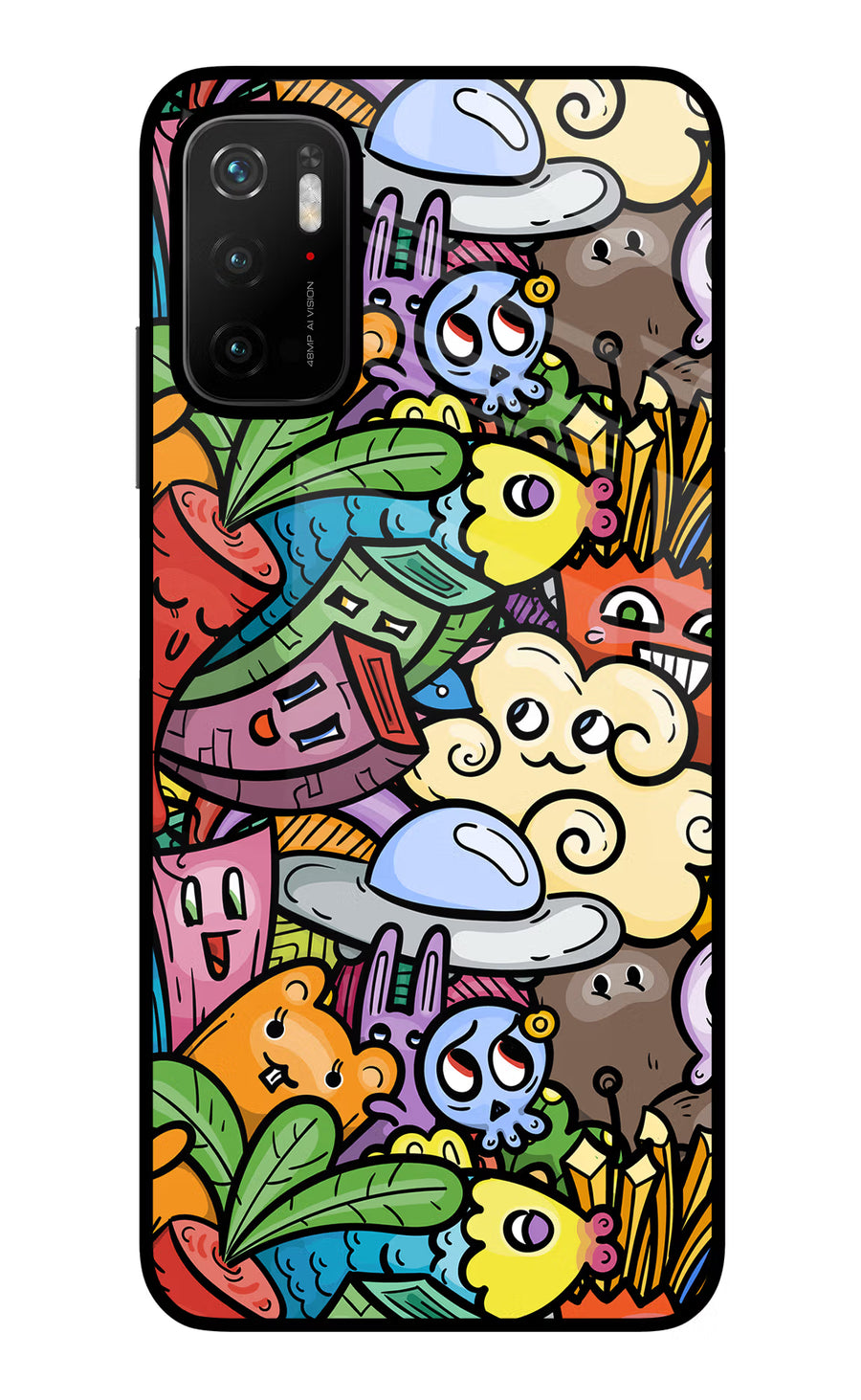 Veggie Doodle Poco M3 Pro 5G Back Cover, Glass case