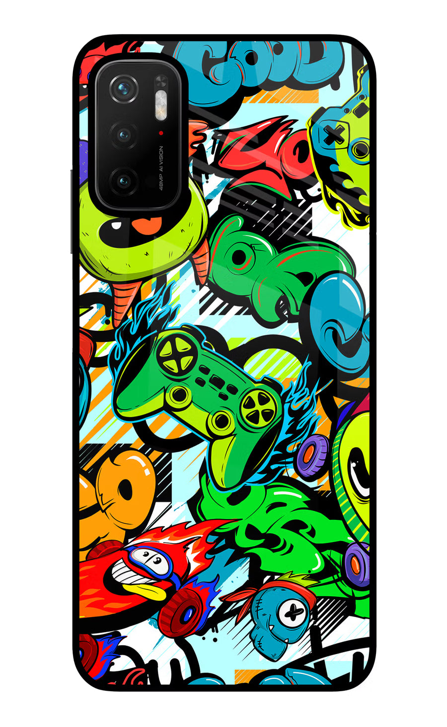 Game Doodle Poco M3 Pro 5G Back Cover, Glass case