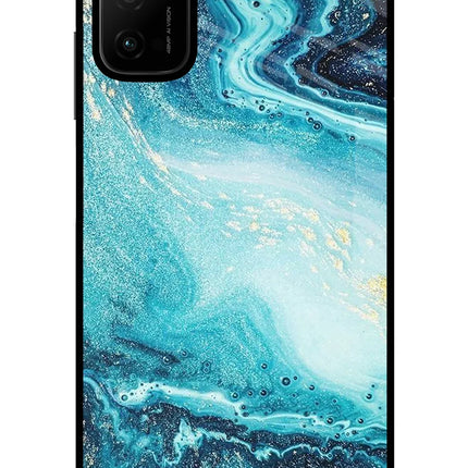 Blue Glitter Marble Poco M3 Pro 5G Glass Case