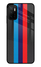 BMW Stripes Pattern Poco M3 Pro 5G Glass Case Back Cover by Casekaro