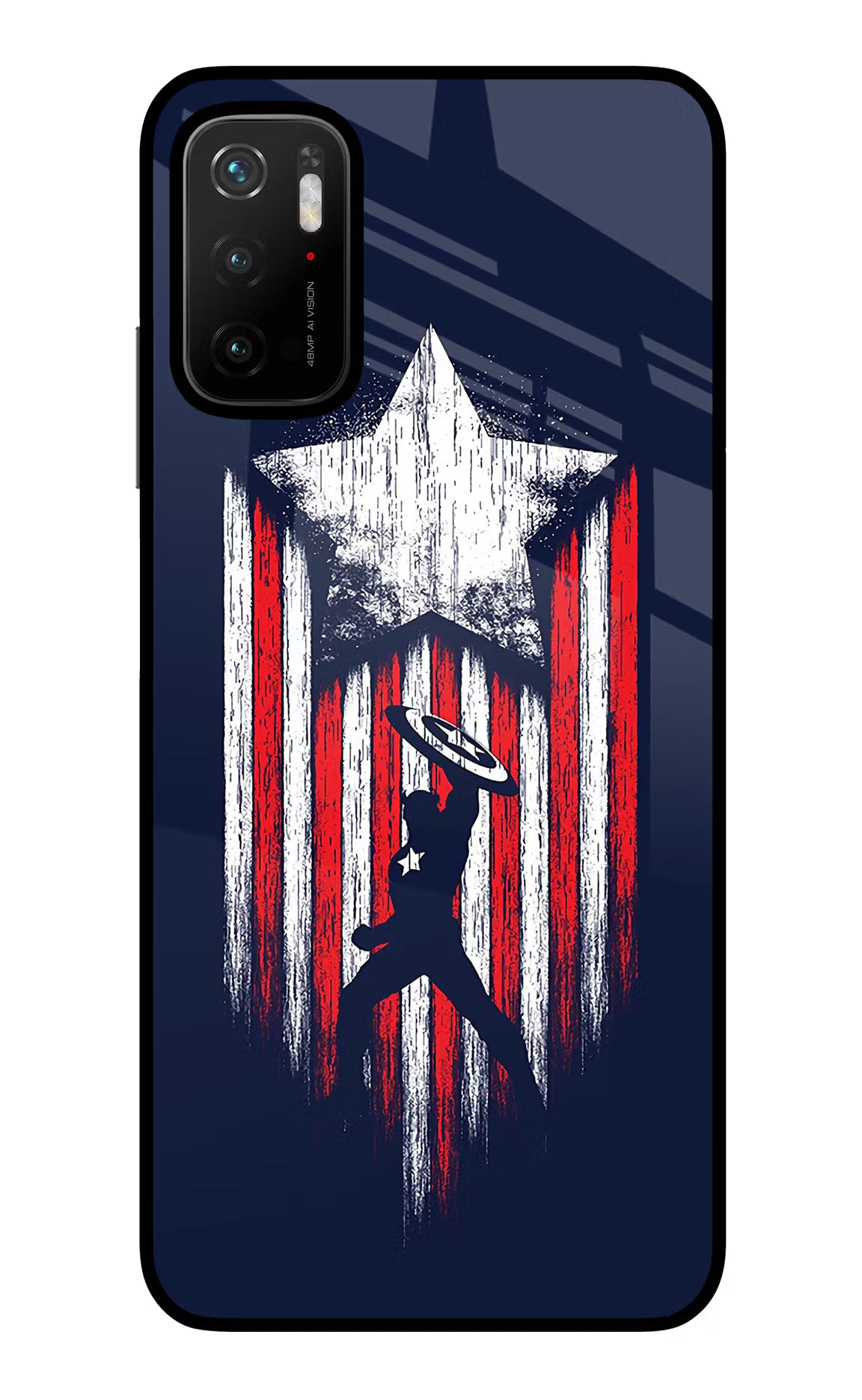 Captain America Marvel Art Poco M3 Pro 5G Glass Case Back Cover by Casekaro