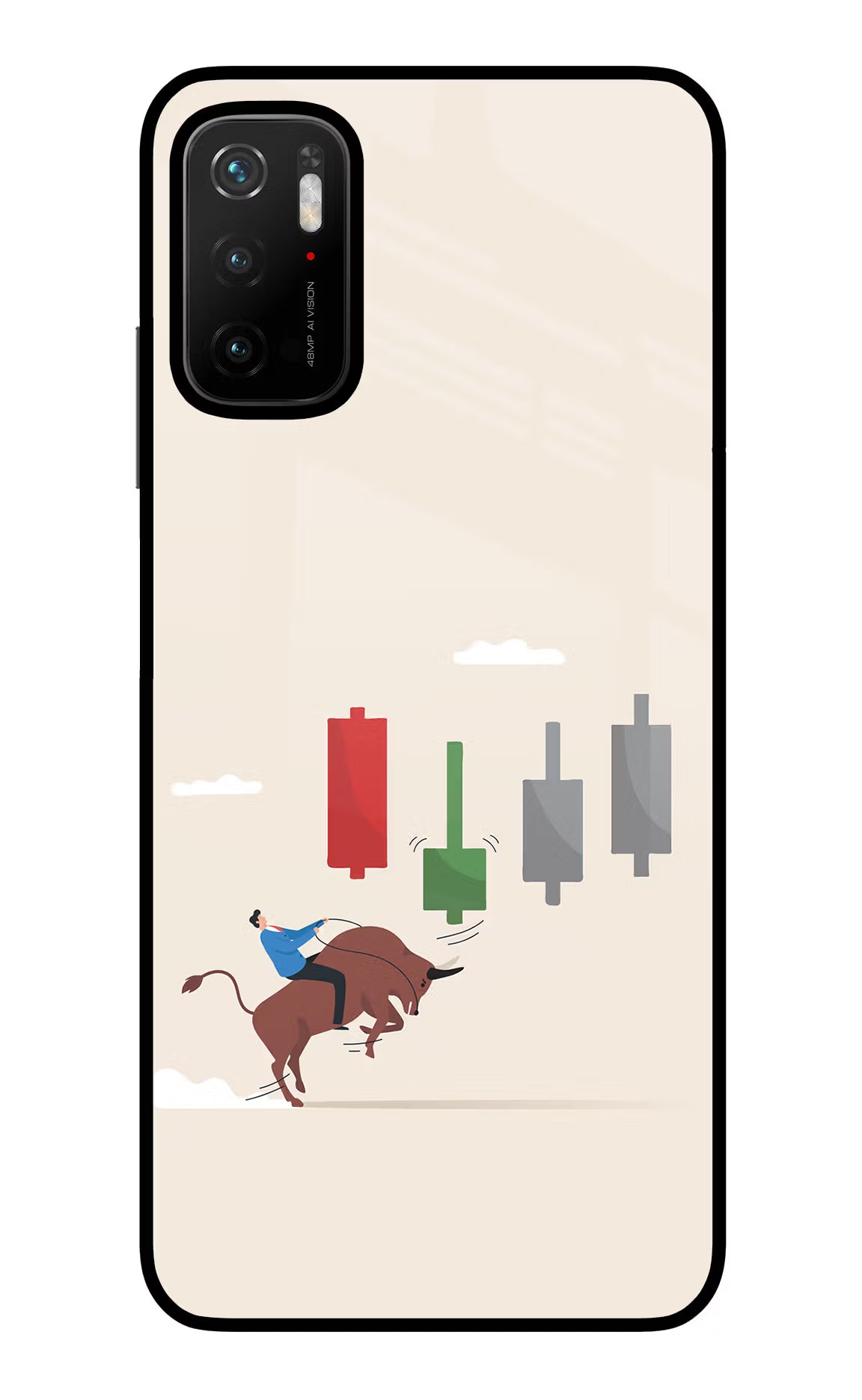 Bull Trading Momentum Poco M3 Pro 5G Glass Case Back Cover by Casekaro
