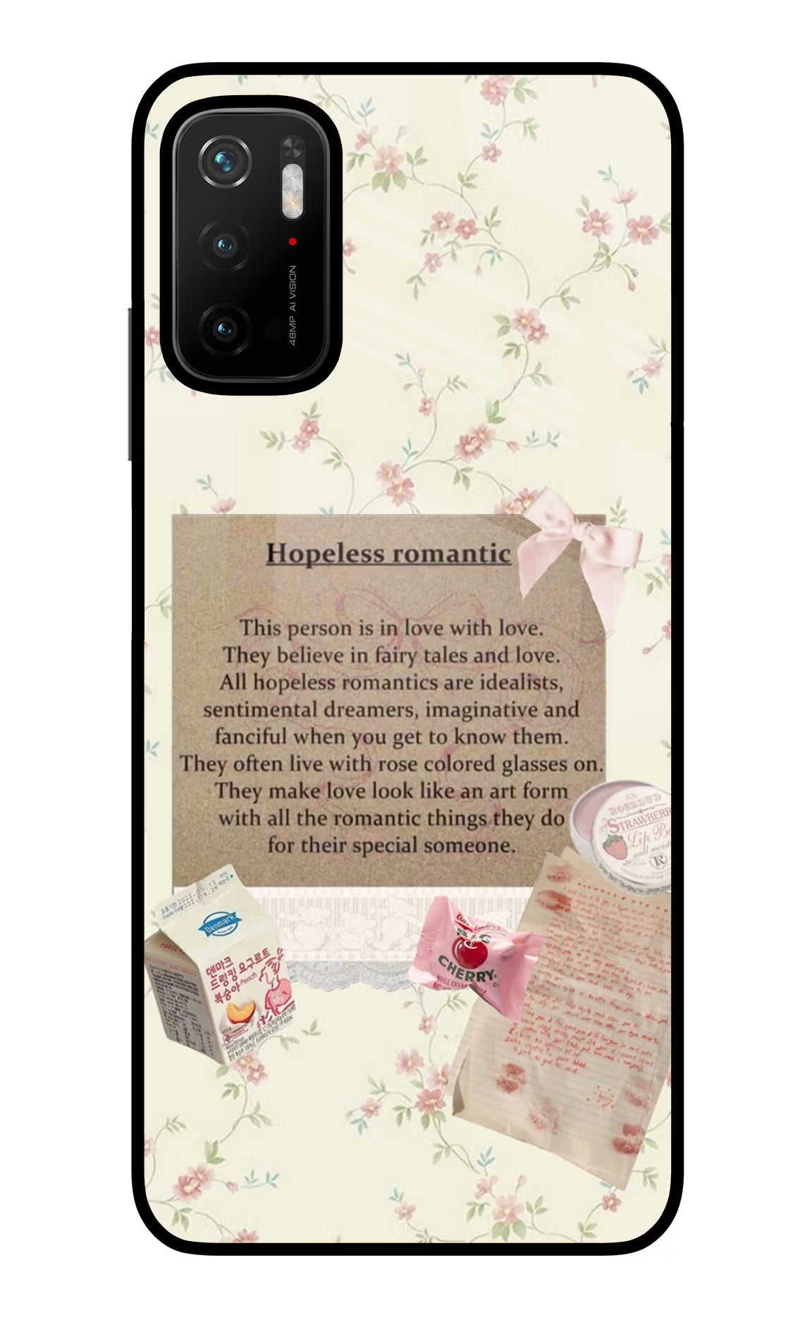Hopeless Romantic Poco M3 Pro 5G Glass Case Back Cover by Casekaro