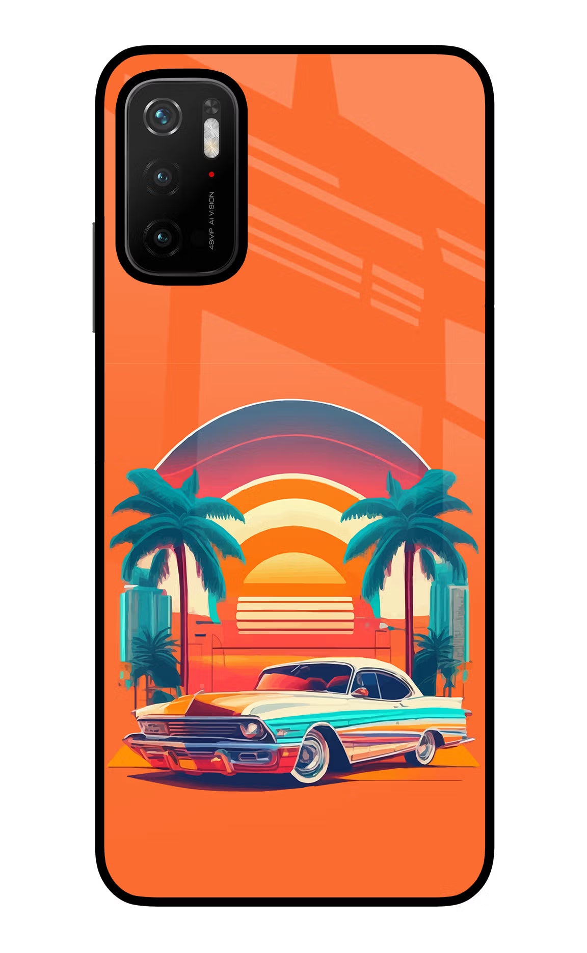 Palm Drive 80s Poco M3 Pro 5G Glass Case Back Cover by Casekaro