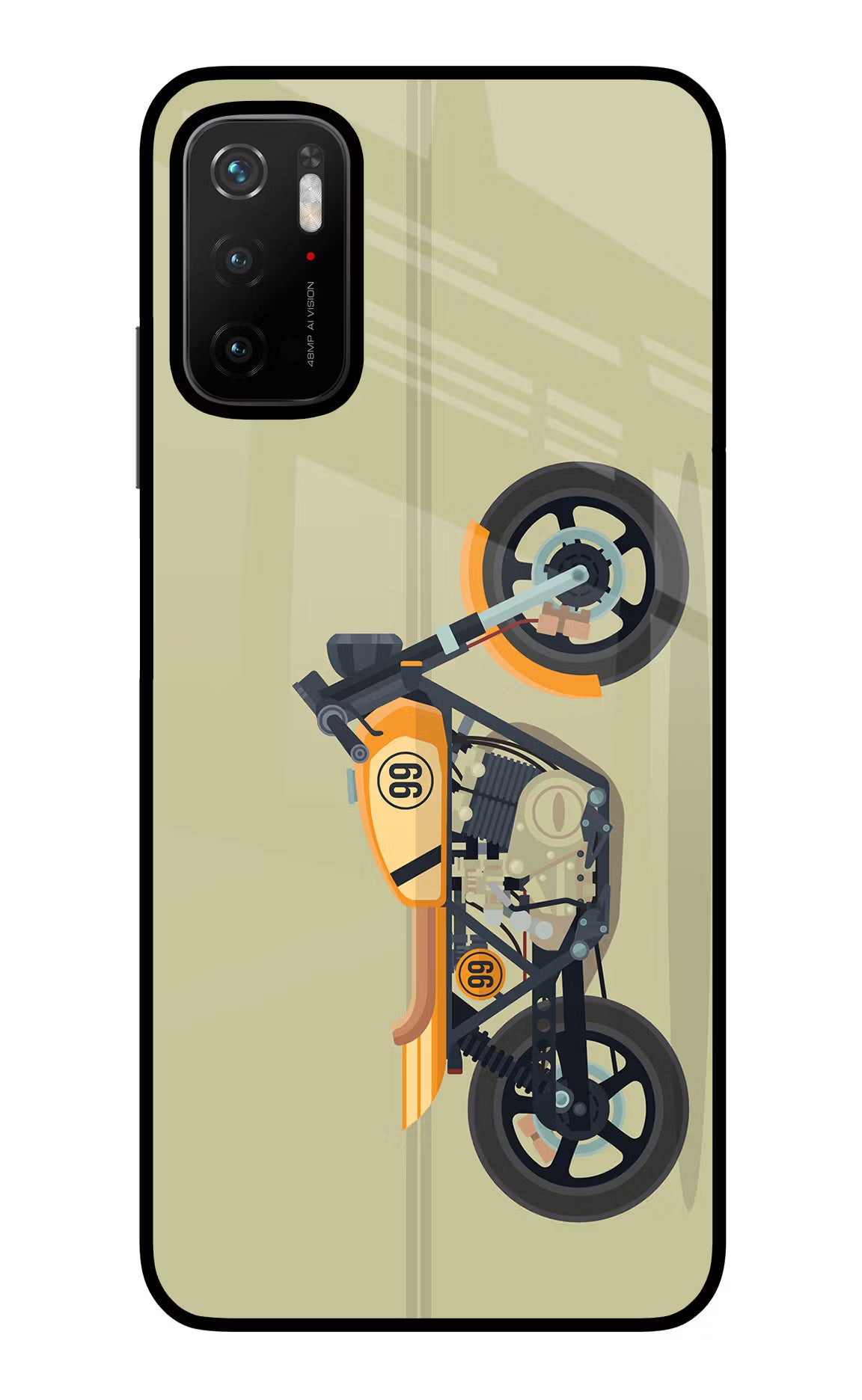 Vertical Speedster Poco M3 Pro 5G Glass Case Back Cover by Casekaro