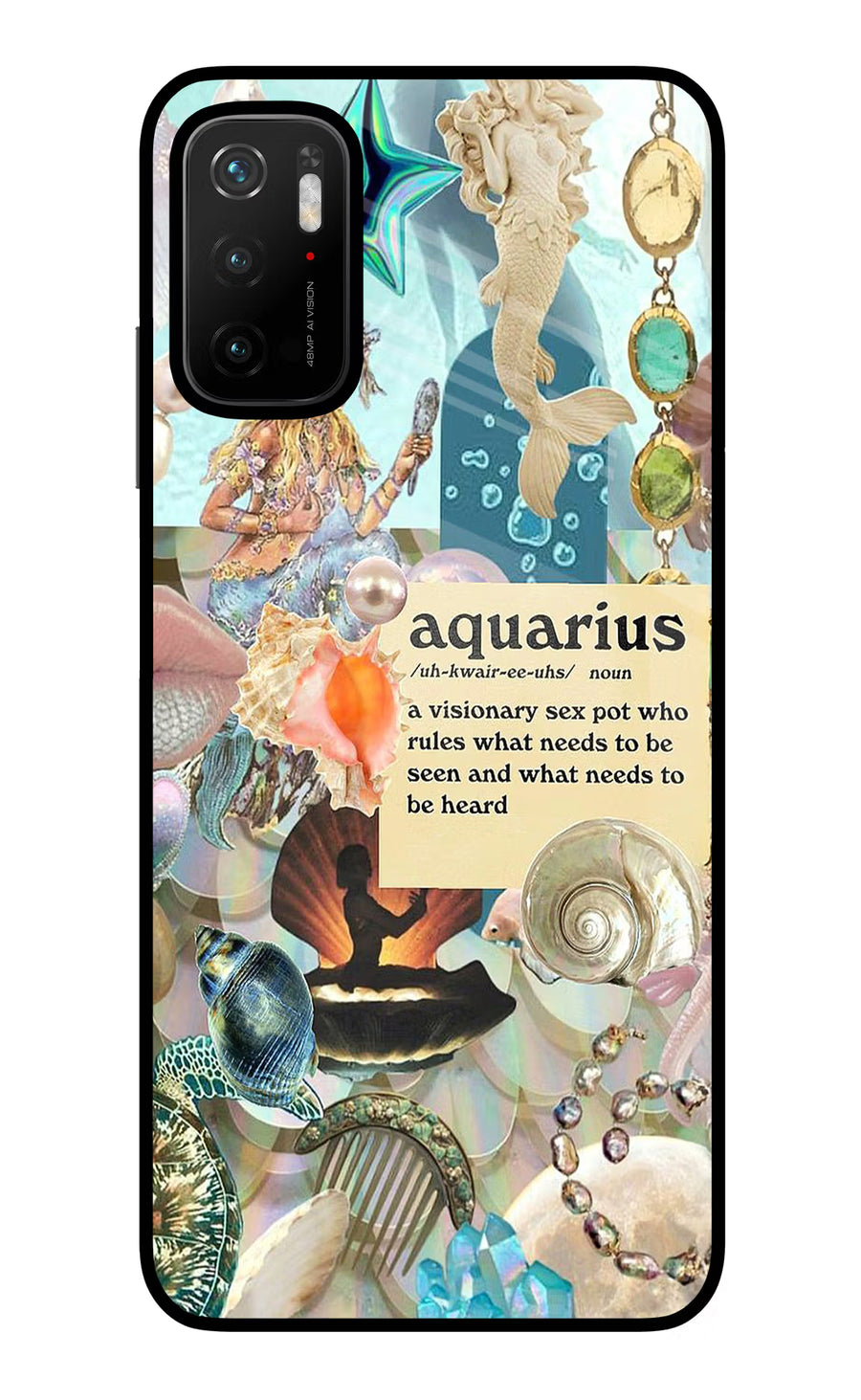 Aquarius Zodiac Poco M3 Pro 5G Back Cover, Glass case
