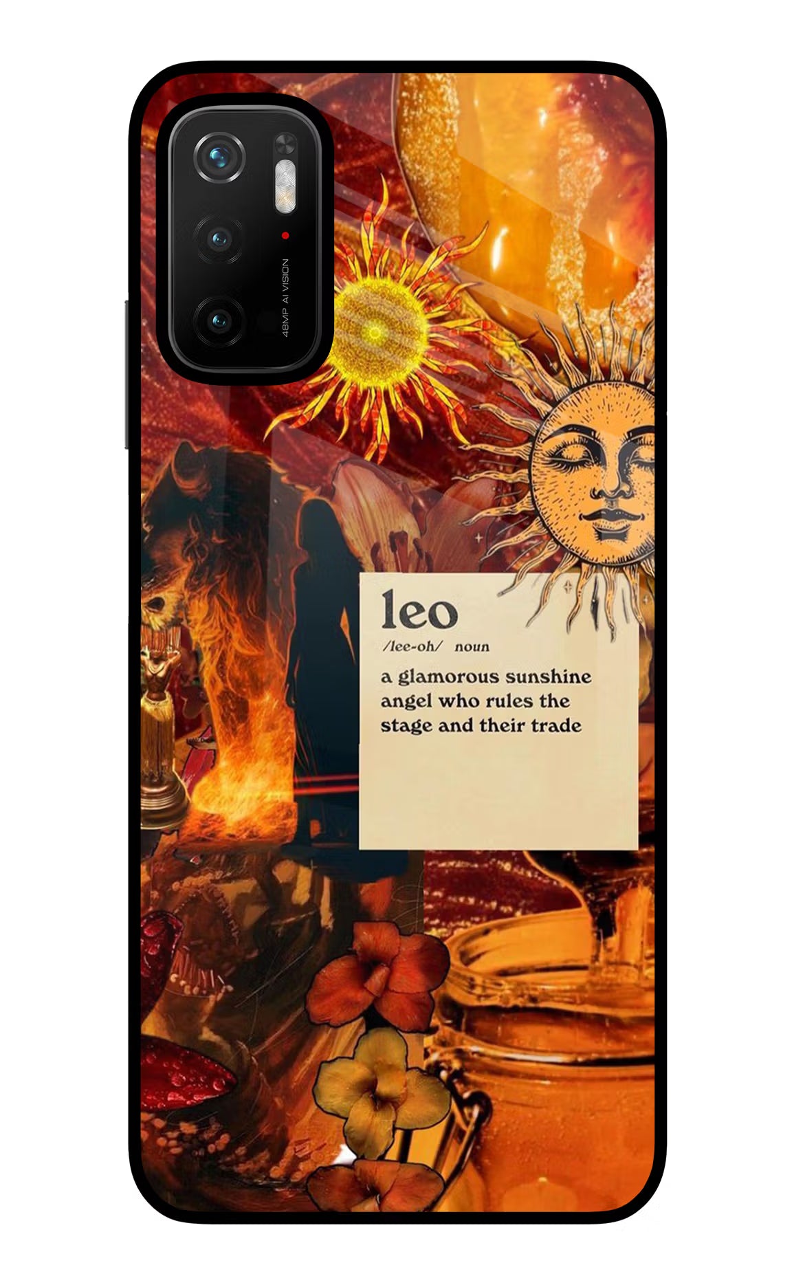 Leo Zodiac Poco M3 Pro 5G Glass Case Back Cover by Casekaro