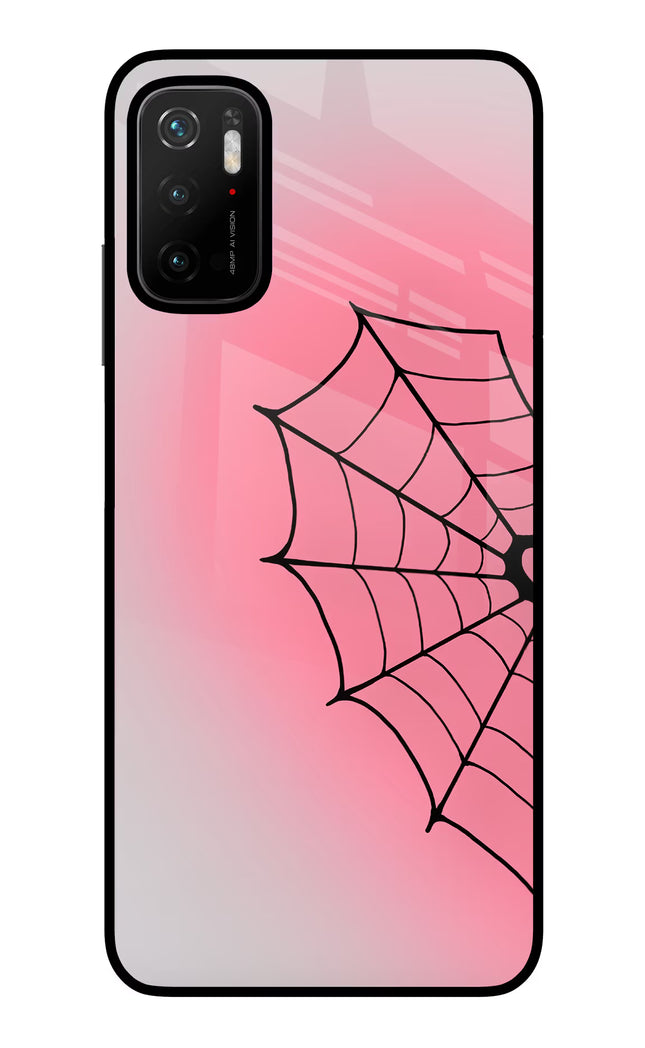 Pink Web Poco M3 Pro 5G Glass Case