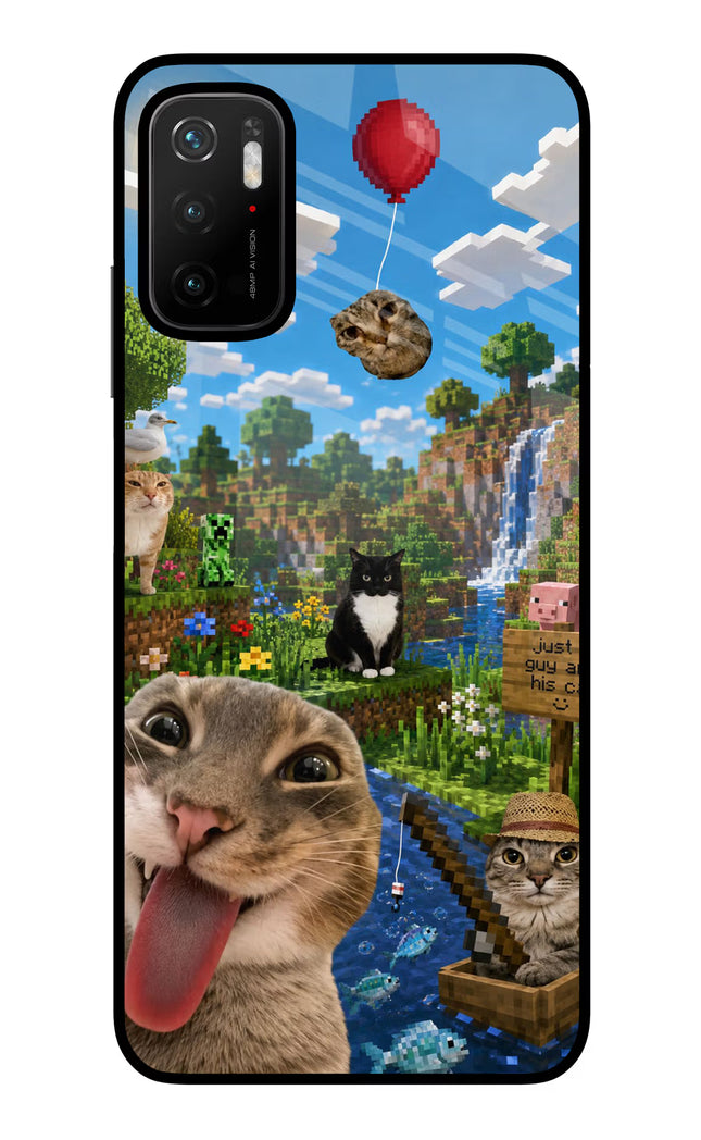 Minecraft Cat Chaos Poco M3 Pro 5G Glass Case