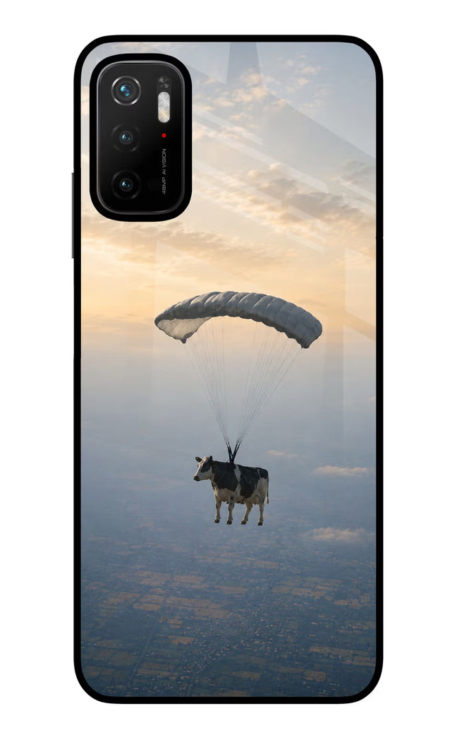 Skydiving Cow Poco M3 Pro 5G Glass Case