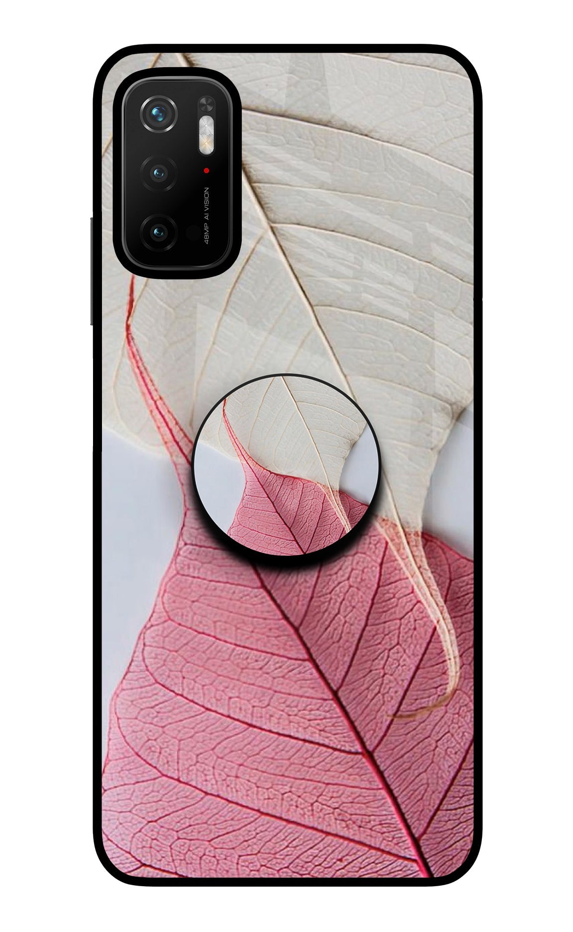 White Pink Leaf Poco M3 Pro 5G Pop Case