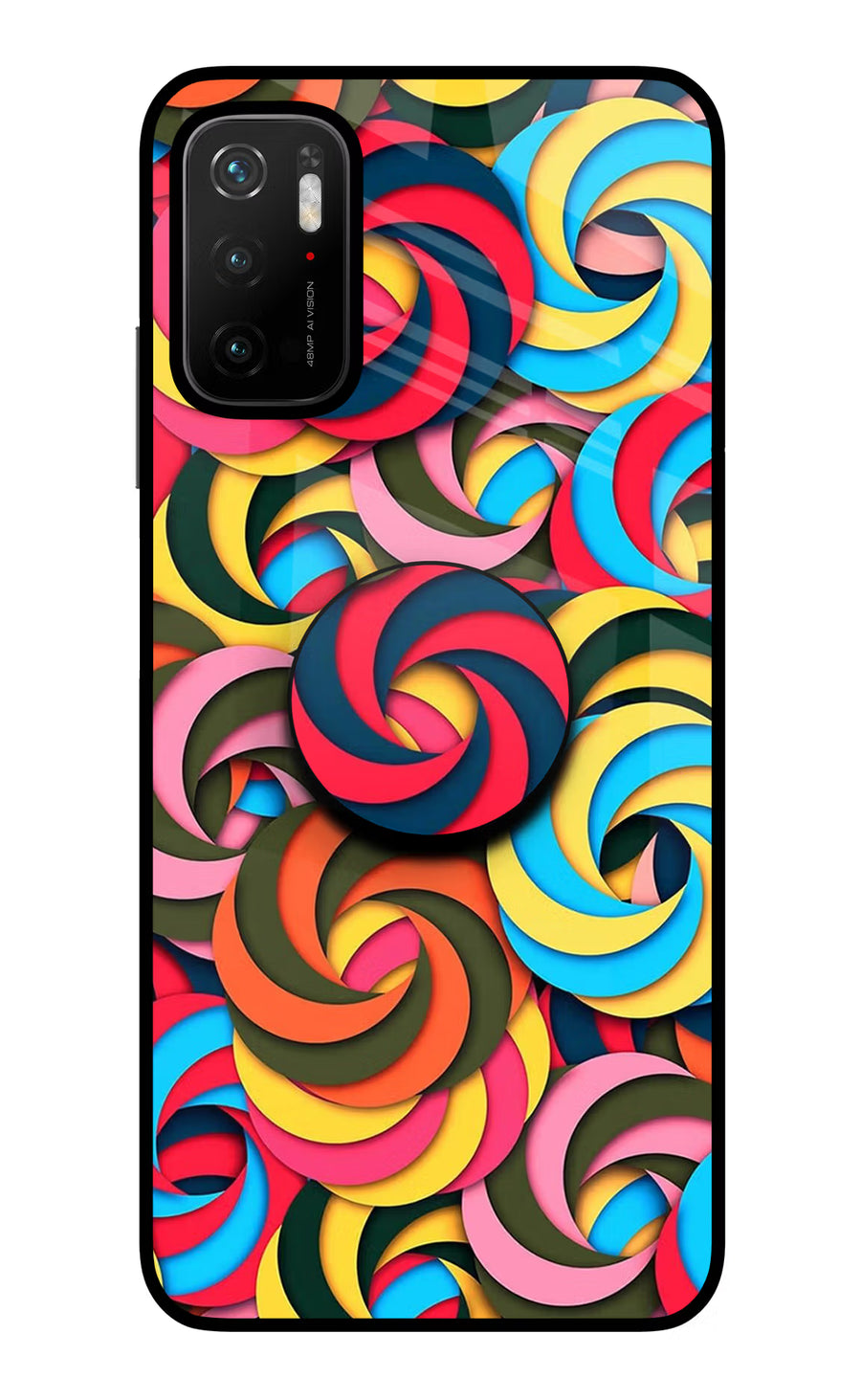 Spiral Pattern Poco M3 Pro 5G Pop Case, Glass case