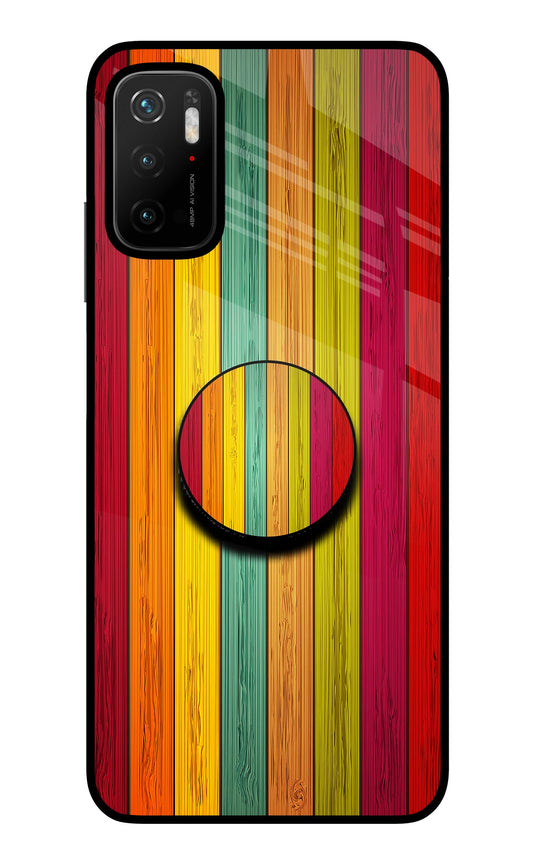 Multicolor Wooden Poco M3 Pro 5G Glass Case