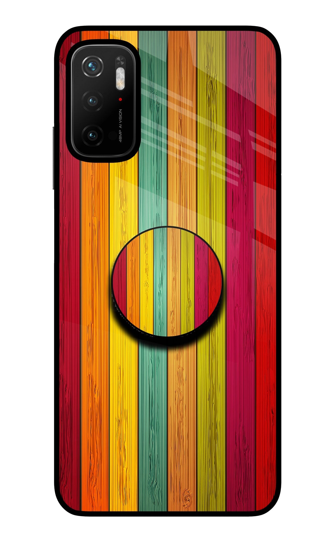 Multicolor Wooden Poco M3 Pro 5G Pop Case