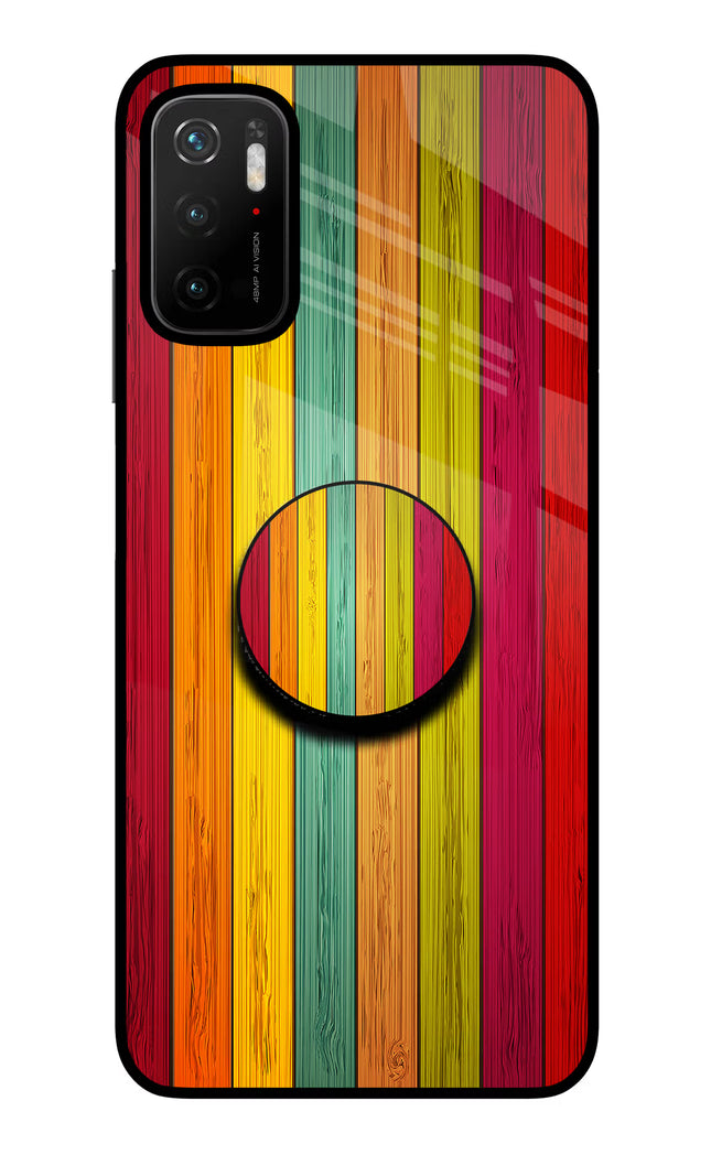 Multicolor Wooden Poco M3 Pro 5G Pop Case by Casekaro