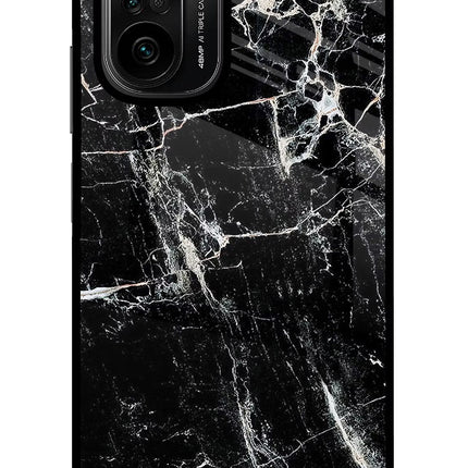 Black Marble Texture Mi 11X/11X Pro Glass Case Back Cover by Casekaro