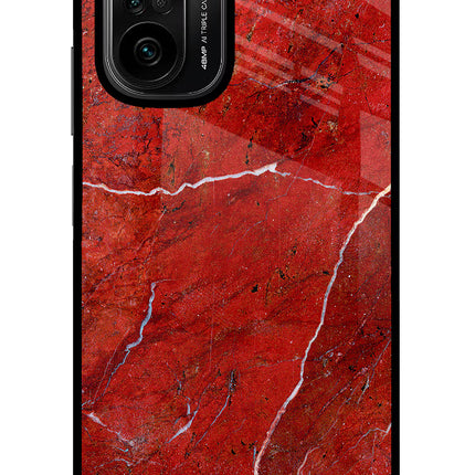 Red Marble Design Mi 11X/11X Pro Glass Case Back Cover by Casekaro