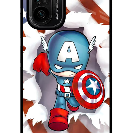 Captain America Mi 11X/11X Pro Glass Case Back Cover by Casekaro