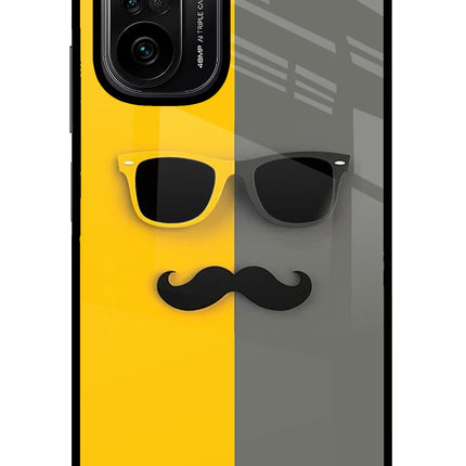 Sunglasses with Mustache Mi 11X/11X Pro Glass Case Back Cover by Casekaro