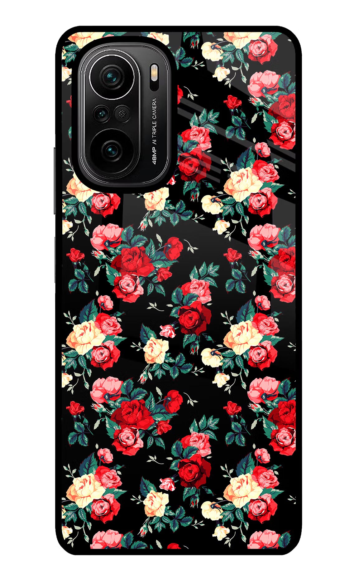Rose Pattern Mi 11X/11X Pro Glass Case Back Cover by Casekaro
