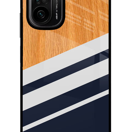 Blue and white wooden Mi 11X/11X Pro Glass Case Back Cover by Casekaro