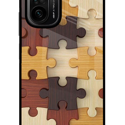 Wooden Puzzle Mi 11X/11X Pro Glass Case Back Cover by Casekaro