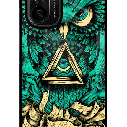 Green Owl Mi 11X/11X Pro Glass Case Back Cover by Casekaro