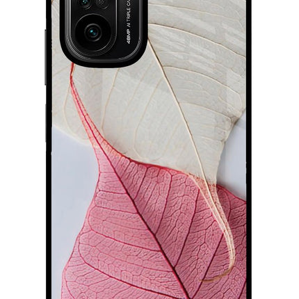 White Pink Leaf Mi 11X/11X Pro Glass Case Back Cover by Casekaro