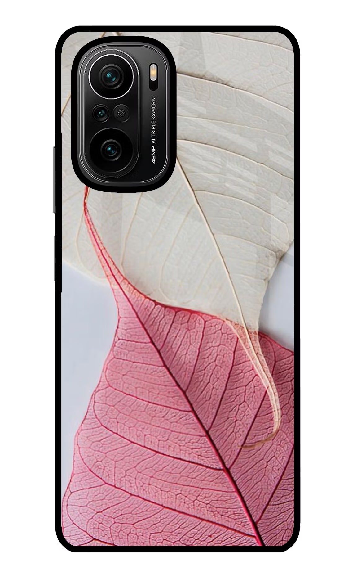 White Pink Leaf Mi 11X/11X Pro Glass Case
