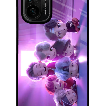 BTS Chibi Mi 11X/11X Pro Glass Case Back Cover by Casekaro