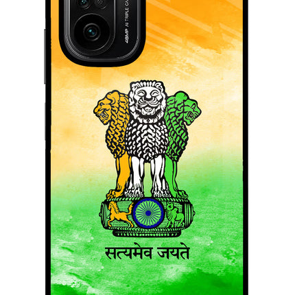 Satyamev Jayate Flag Mi 11X/11X Pro Glass Case Back Cover by Casekaro