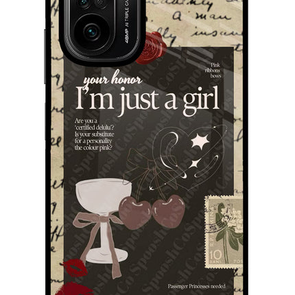 I am just a girl Mi 11X/11X Pro Glass Case Back Cover by Casekaro