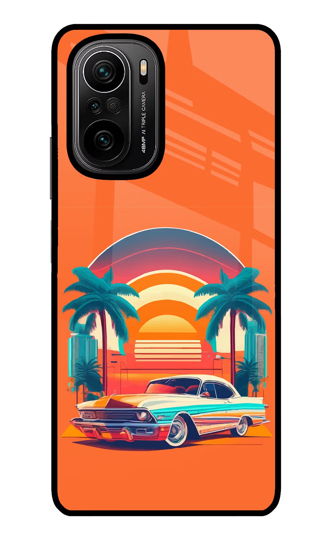 Palm Drive 80s Mi 11X/11X Pro Glass Case Back Cover by Casekaro
