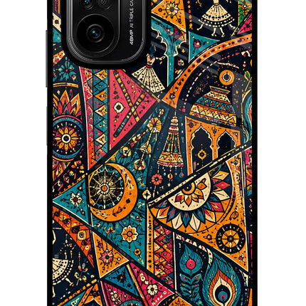 Folk Print Mi 11X/11X Pro Glass Case Back Cover by Casekaro